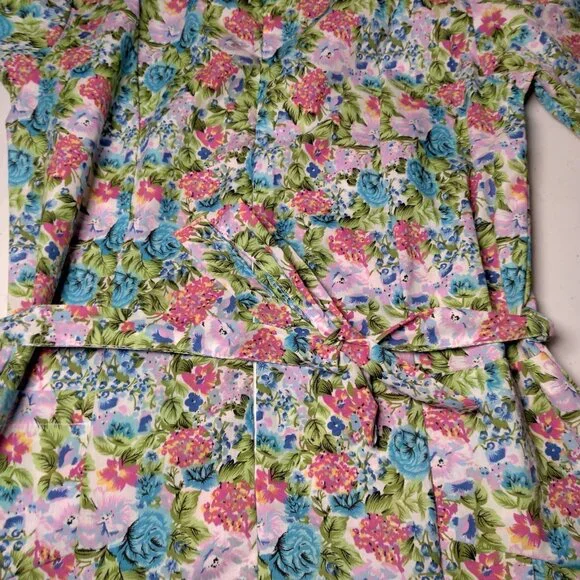 Buck & Buck House Dress Small Floral Pleated Zip Front Short Sleeve Granny - Picture 16 of 16